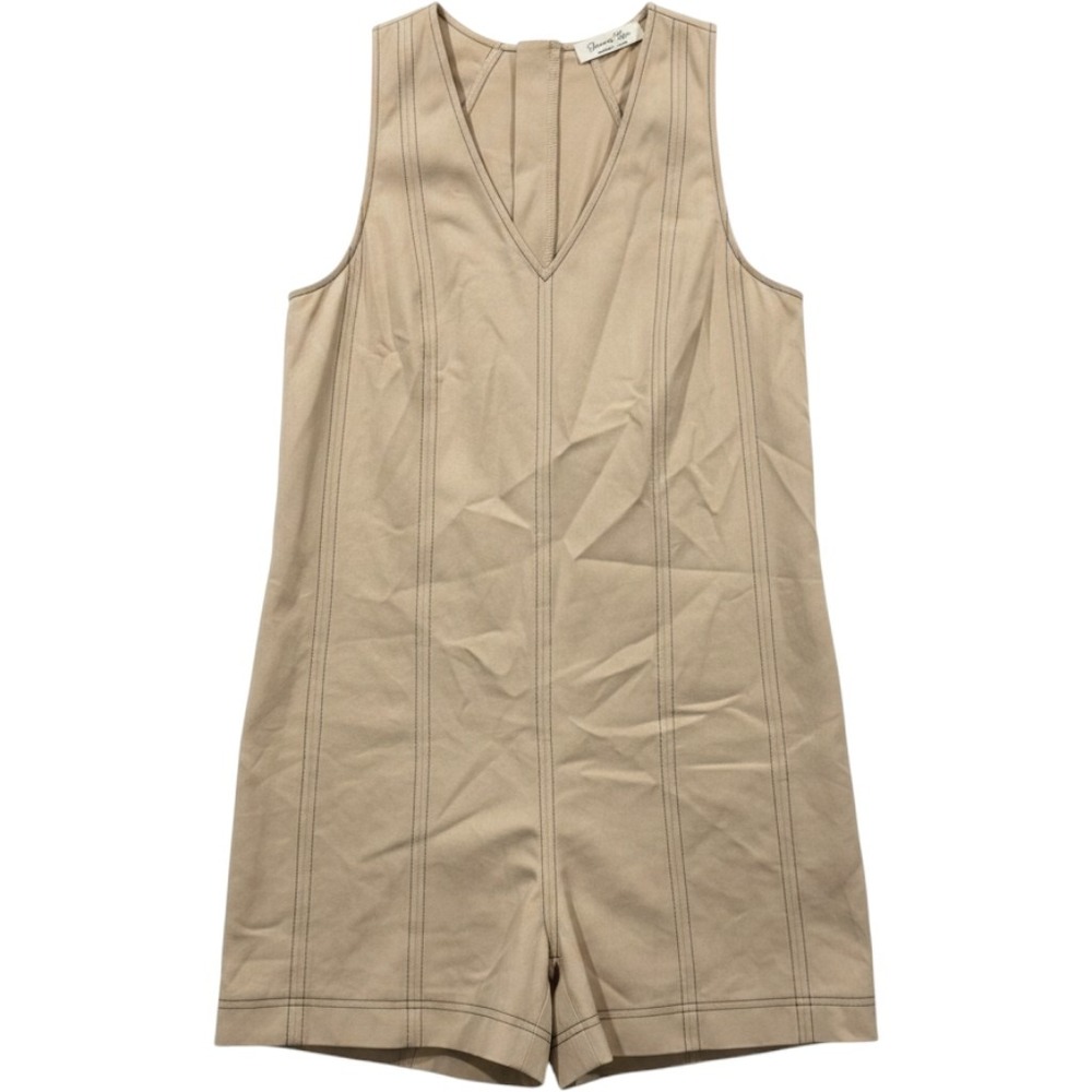 Doe and Rae Womens Tan V Neck Sleeveless Romper Contrast Stitching Small S1704C